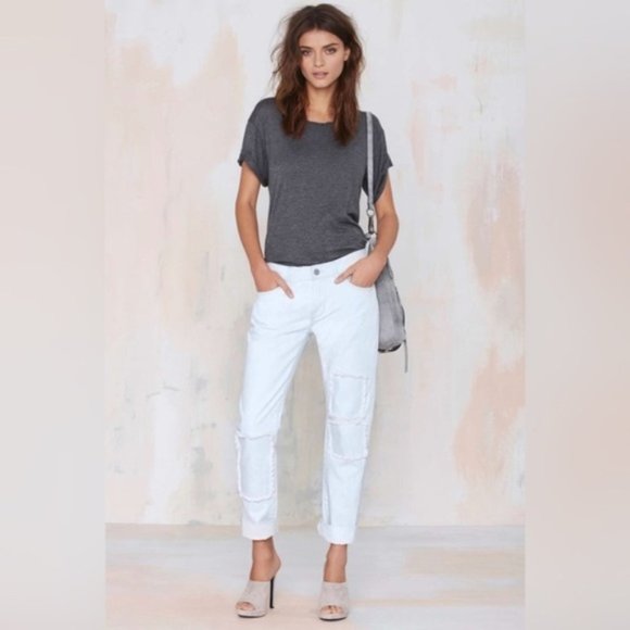Nasty Gal Denim - NWT Nasty Gal Light Wash Patch Boyfriend Jeans